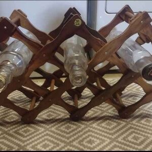 Vintage Accordion Wooden Wine Rack Grandma Core